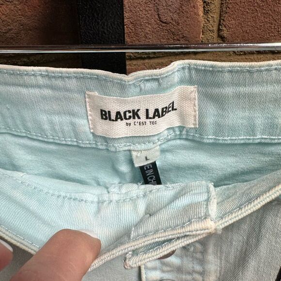 C’EST TOI Acid Blue Washed Distressed Mini Skirt Size Large NEW - Picture 3 of 5